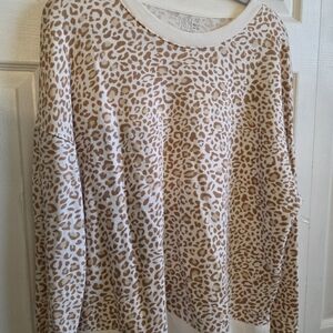 Time and Tru Leopard Print Sweatshirt - Brown and Cream